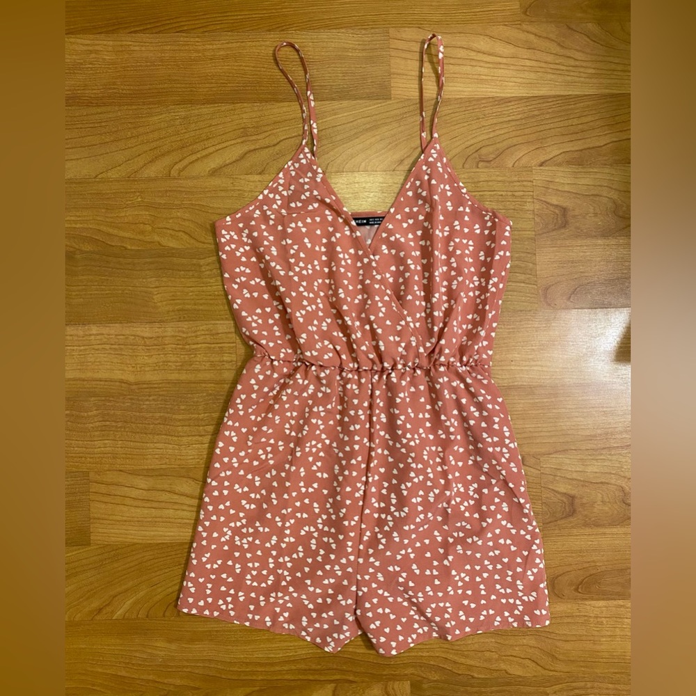 Shein Pink & White Heart Romper